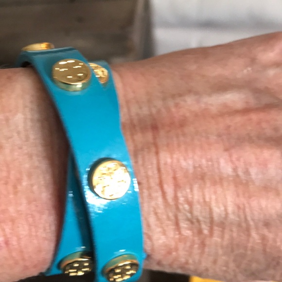 2 Tory Burch leather wrist wraps one pink 1 Bl new - Picture 10 of 12